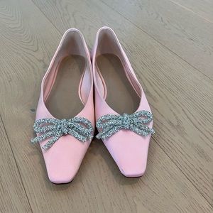 ASOS design pink satin bow flats. Size uk 8 (us 10) in good condition